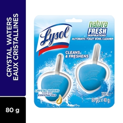 Lysol Nettoyant pour cuvette automatique Aucun dégât, Eaux cristallines, nature FRESH INSPIRATIONS 80 g, 7,49 $/100g