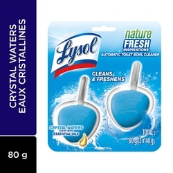 Lysol Nettoyant pour cuvette automatique Aucun dégât, Eaux cristallines, nature FRESH INSPIRATIONS 80 g, 7,49 $/100g
