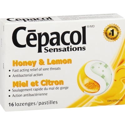 Cépacol Sensations Miel et Citron, 16 pastilles contre le mal de gorge (16 ch.)