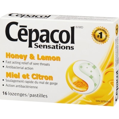 Cépacol Sensations Miel et Citron, 16 pastilles contre le mal de gorge (16 ch.)