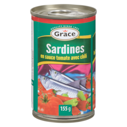 Grace Sardines à la sauce tomate et chili 155 g, 0,83 $/100g