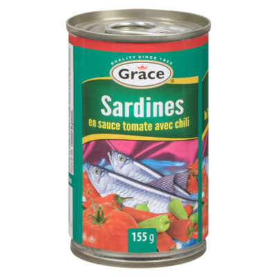 Grace Sardines à la sauce tomate et chili 155 g, 0,90 $/100g