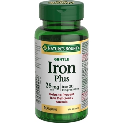 Nature's Bounty Gentle Iron Plus, 28 mg 90 ea, $0.13/1ea