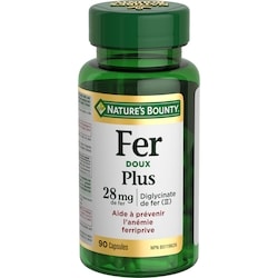Nature’s Bounty Fer plus 28 mg, doux, aide à prévenir l’anémie 90 ea, 0,17 $/1ch