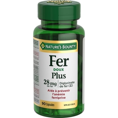 Nature’s Bounty Fer plus 28 mg, doux, aide à prévenir l’anémie 90 ea, 0,16 $/1ch