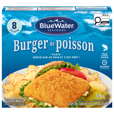 BlueWater Seafoods Burger de poisson pané de BlueWater 519 g, 1,92 $/100g