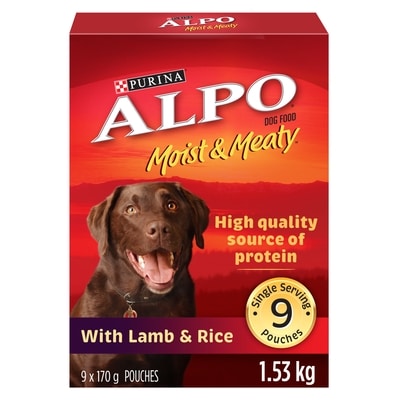 Purina Alpo Moist & Meaty Wet Dog Food Lamb and Rice Recipe Pack 1.53 kg, $1.31/100g