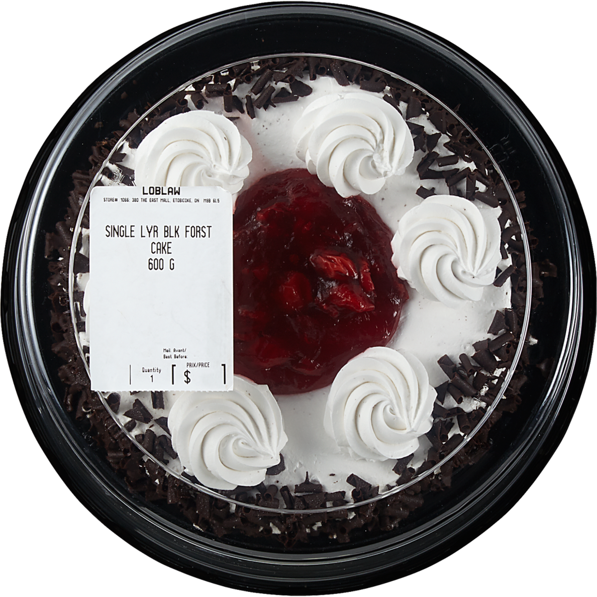 null Gâteau Forêt-Noire à un étage 20 cm (8 po) 600 g, 1,26 $/100g