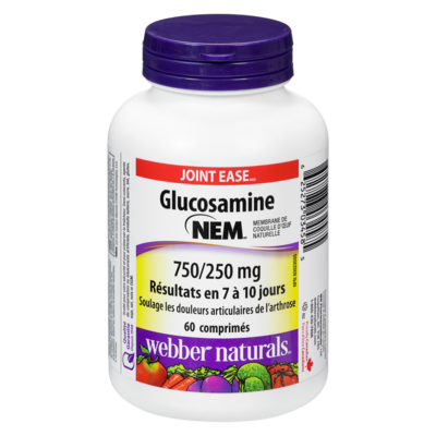 Webber Naturals Capsules Glucosamine avec membrane de coquille d’œuf (NEM) Triple concentration 60 ea, 0,38 $/1ch