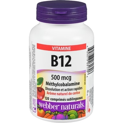 Webber Naturals Vitamine B12 500mcg saveur cerise 120 ea, 0,11 $/1ch