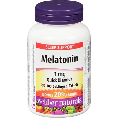 Webber Naturals Melatonin Easy Dissolve 3mg 180 ea, $0.07/1ea