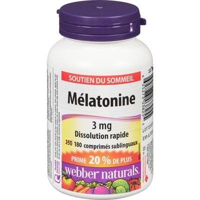 Webber Naturals Comprimés de mélatonine à dissolution rapide 3 mg 180 ea, 0,09 $/1ch