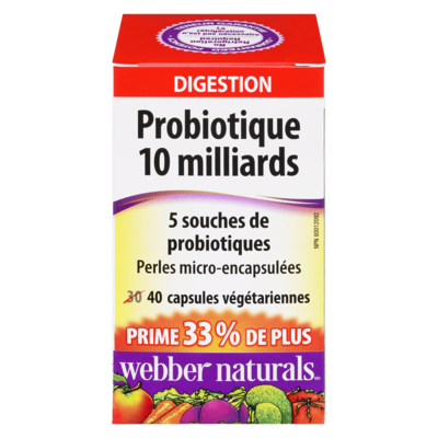 Webber Naturals Probiotique Complet Double Force, 10 milliards de cellules actives 40 ea, 0,39 $/1ch