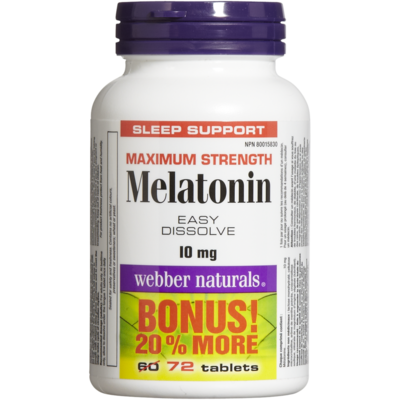 Webber Naturals Melatonin 10mg, Maximum Strength 72 ea, $0.18/1ea