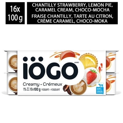 IÖGO Pots de yogourt desserts 1 % 16x100.0 g, 0,44 $/100g