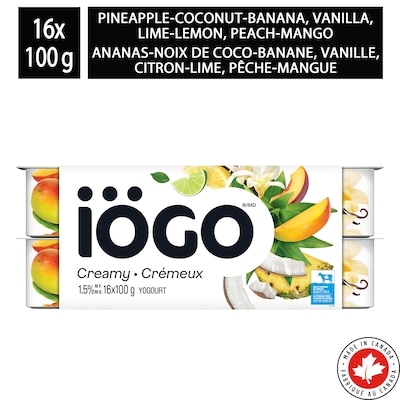 IÖGO Pots de yogourt tropical 1.5 % 16x100.0 g, 0,62 $/100g