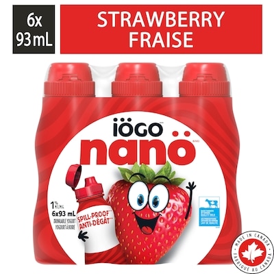 IOGO Nanö Drinkable Strawberry Yogurt 1% 6x93.0 ml, $0.89/100ml