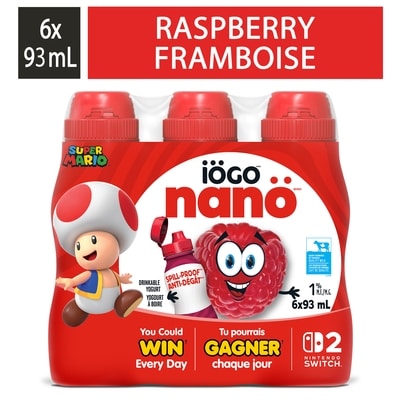 IOGO Nanö Drinkable Raspberry Yogurt 1% 6x93.0 ml, $0.72/100ml