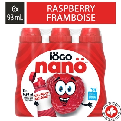 IÖGO Nanö yogourt à boire à la framboise 1 % 6x93.0 ml, 0,90 $/100ml