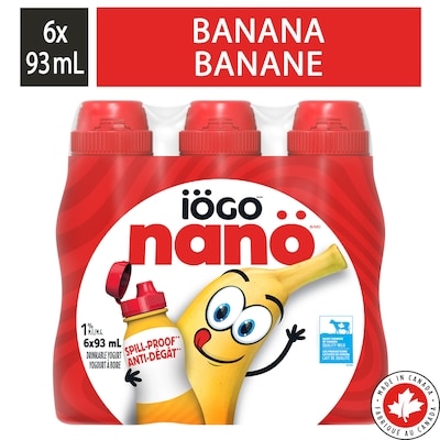IOGO Nanö Drinkable Banana Yogurt 1% 6x93.0 ml, $0.89/100ml