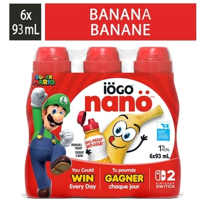 IOGO Nanö Drinkable Banana Yogurt 1% 6x93.0 ml, $0.72/100ml