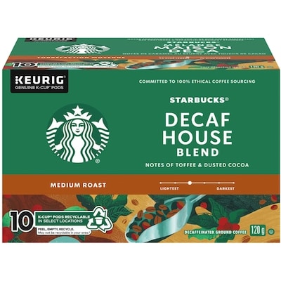 Starbucks K Cup Decaf House Blend Medium Roast Ground Coffee K-Cup Pods 10 ea, $1.30/1ea