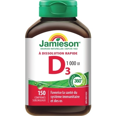 Jamieson Vitamine D 1 000 UI Comprimés Sublinguaux 150 ea, 0,04 $/1ch
