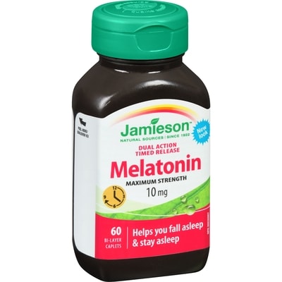 Melatonin Maximum Strength Timed Release Dual Action Bi-Layer Caplets, 10 mg