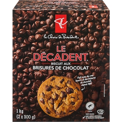 le Choix du Président Biscuits aux brisures de chocolat Le Décadent 1000 g, 1,55 $/100g