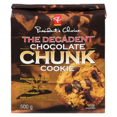 President's Choice The Decadent Chocolate Chunk Cookies 500 g, $1.60/100g