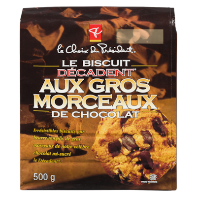 le Choix du Président Biscuits aux gros morceaux de chocolat Le Décadent 500 g, 1,60 $/100g