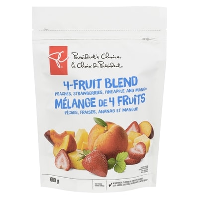 le Choix du Président Mélange de 4 fruits, pêches, fraises, ananas et mangues 600 g, 0,67 $/100g