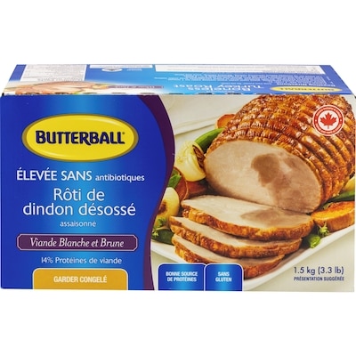 Butterball rôti de dinde désossée viande blanche et brune surgelée 1.5 kg, 1,63 $/100g