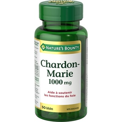Nature’s Bounty Chardon-Marie G, Aide À Soutenir Les Fonctions Du Foie Et À Protéger Le Foie, Multicoloreélules 50 ea, 0,33 $/1ch