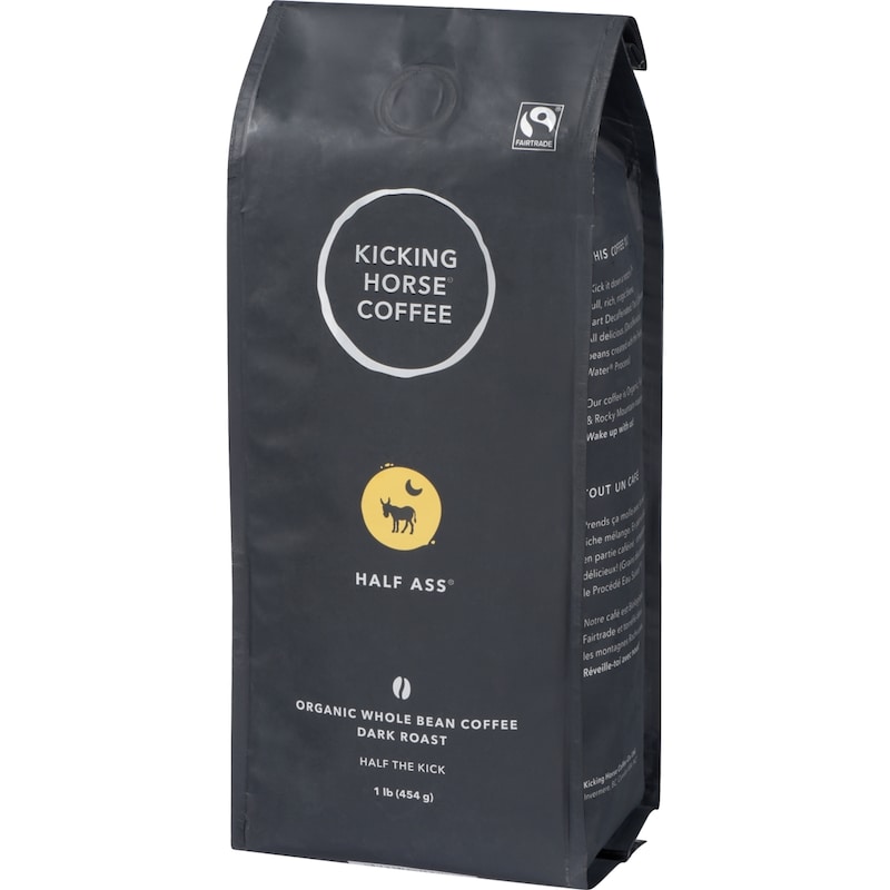 Organic Fairtrade Dark Roast Whole Bean Coffee, Half Ass