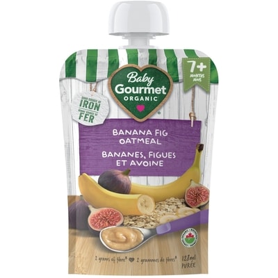 Baby Gourmet Purée Biologique Bananes, figues et avoine 128 ml, 1,79 $/100ml