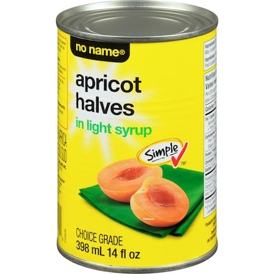 No Name Apricot Halves in Light Syrup 398 ml, $0.75/100ml