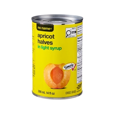 No Name Apricot Halves in Light Syrup 398 ml, $0.75/100ml