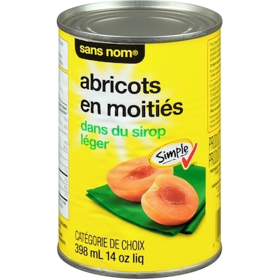 Sans Nom Demi-abricots dans un sirop léger 398 ml, 0,75 $/100ml
