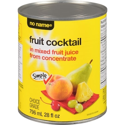 No Name Fruit Cocktail in Mixed Fruit Juice from Concentrate 796 ml, $0.63/100ml
