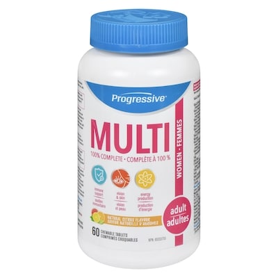 Progressive Multivitamine pour femmes adultes Chewable Multi 60 ea, 0,44 $/1ch