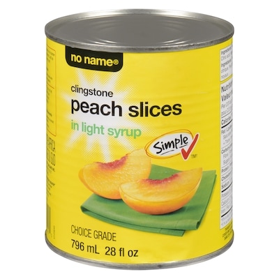 No Name Clingstone Peach Slices in Light Syrup 796 ml, $0.42/100ml