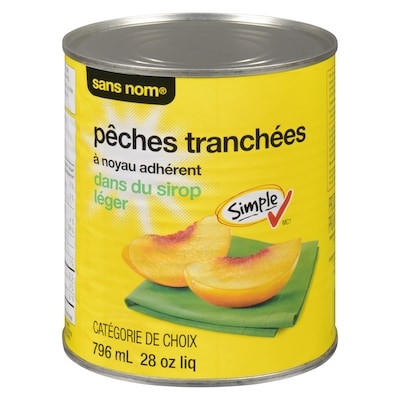 Sans Nom Pêches à noyau adhérent tranchées dans du sirop léger 796 ml, 0,42 $/100ml