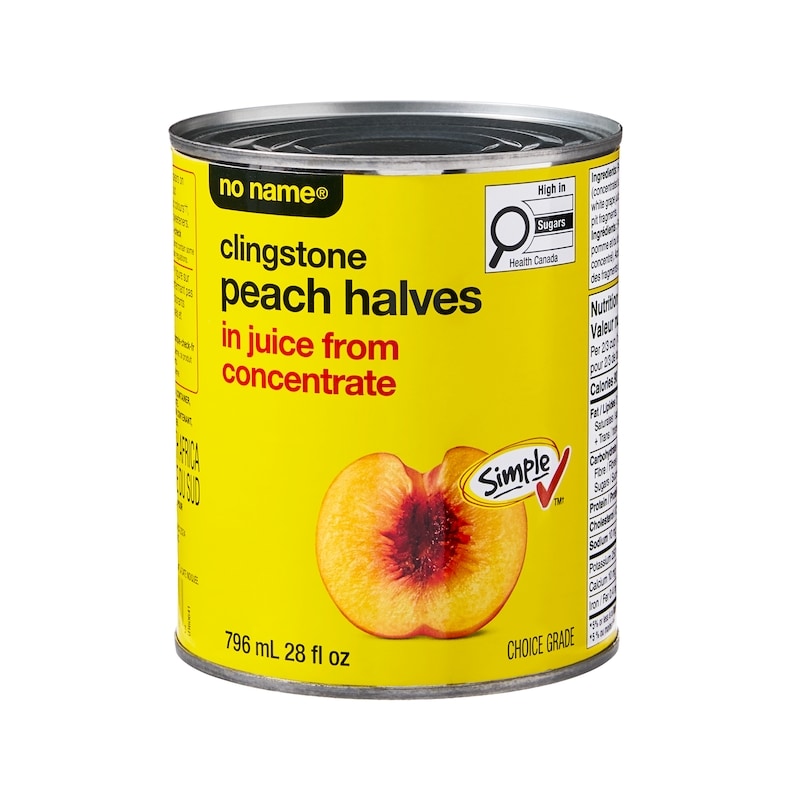 No Name Clingstone Peach Halves in Juice from Concentrate - 796 ml