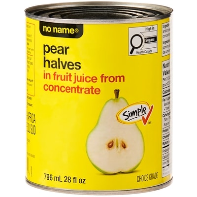 No Name Pear, Halves, in Juice 796 ml, $0.44/100ml