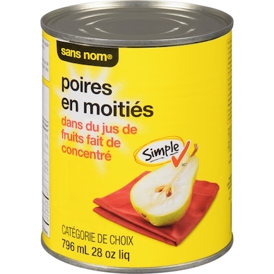 Sans Nom Poires en moitiés dans le jus 796 ml, 0,66 $/100ml