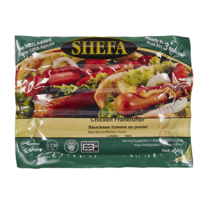 Shefa Kosher Chicken Frankfurter 450 g, $1.78/100g