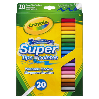 Crayola 20 Count Washable Super Tip Markers  20x1.0 ea, $0.35/1ea