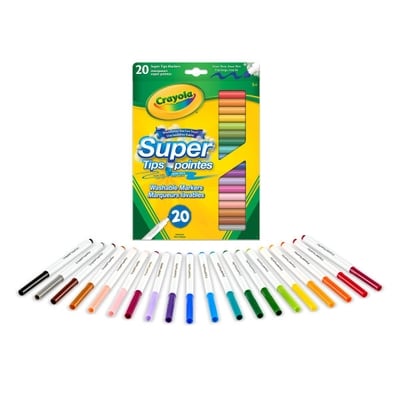 Marqueurs lavables Super pointes, ensemble de 20