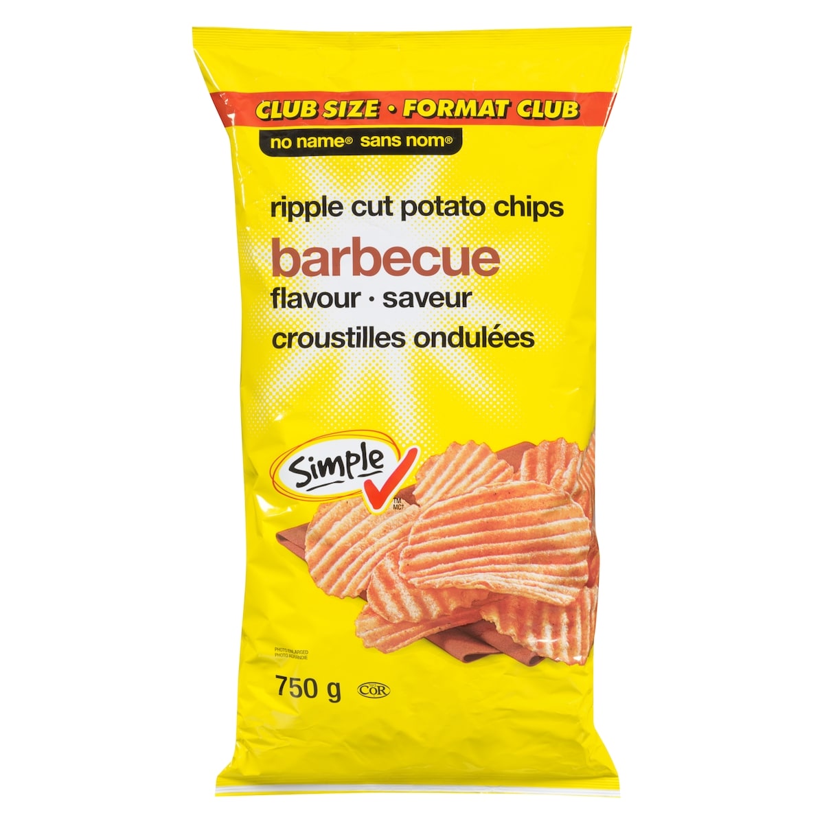 No Name Barbecue Ripple Cut Potato Chips  750 g, $0.77/100g